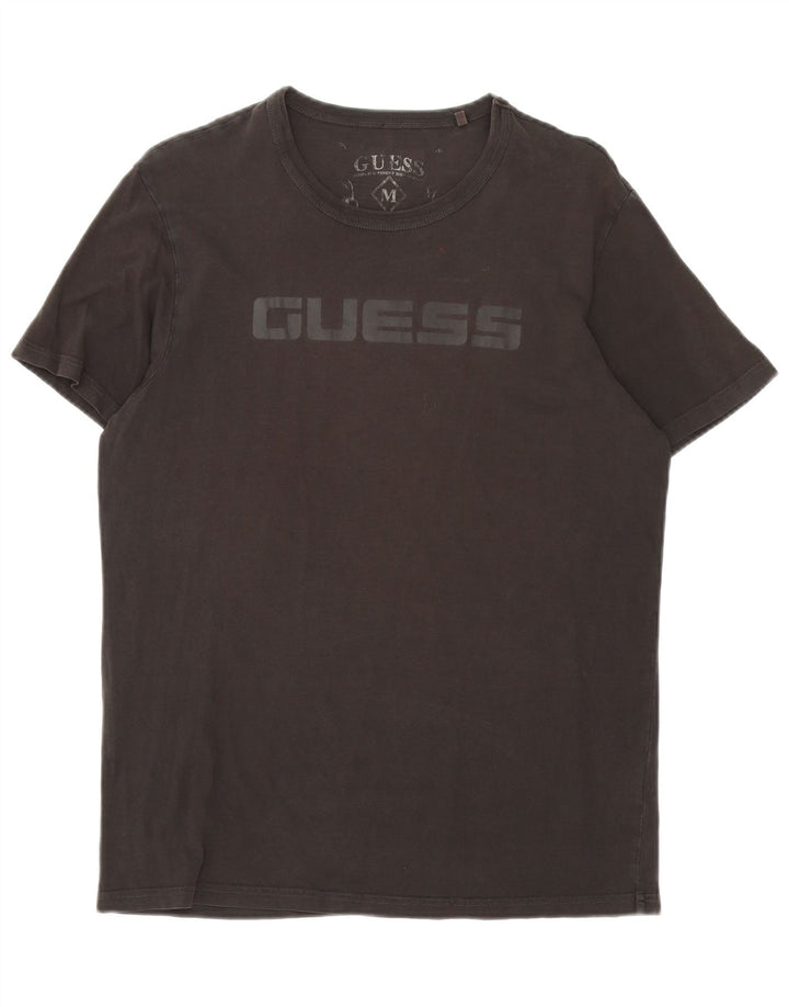 Męski T-shirt Guess z grafiką, średni czarny, bawełniany