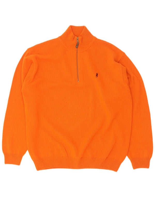 Marlboro Classics Męski sweter z zamkiem błyskawicznym 2XL Pomarańczowa wełna