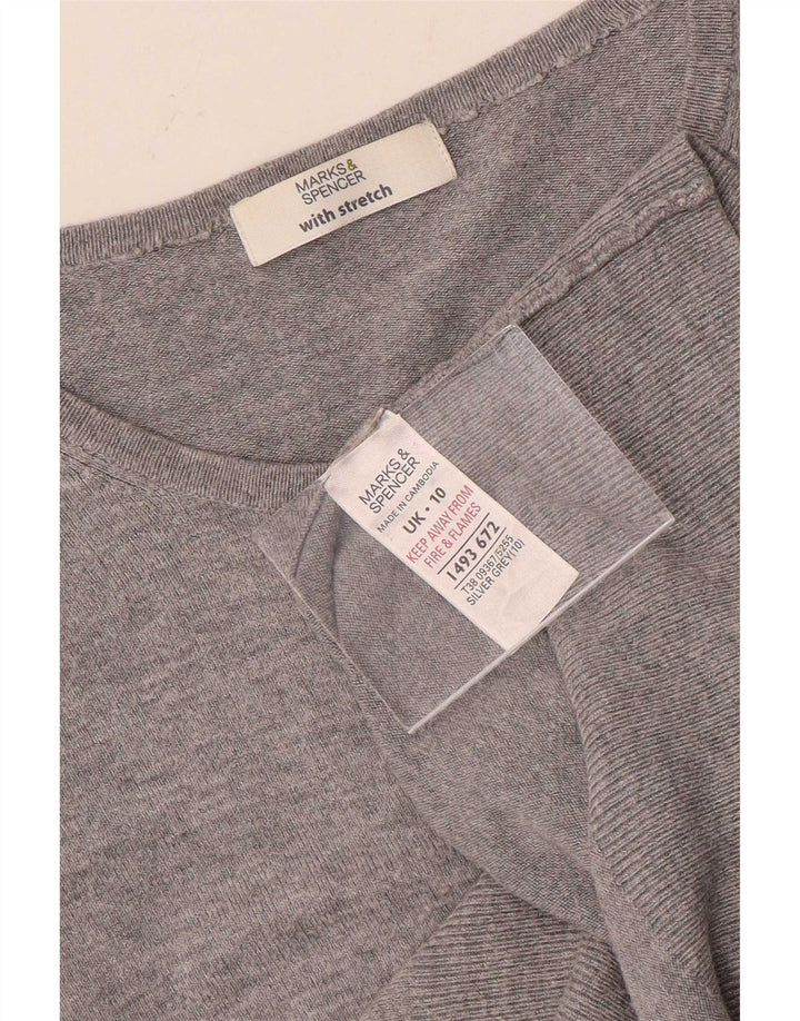 Marks & Spencer Damski sweter ze stretchem, UK 10, mały, szary, nakrapiany