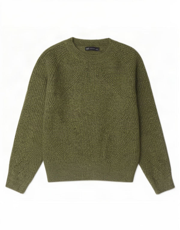 Marks & Spencer Damski sweter z dekoltem w łódkę, UK 10, mały, khaki, akryl