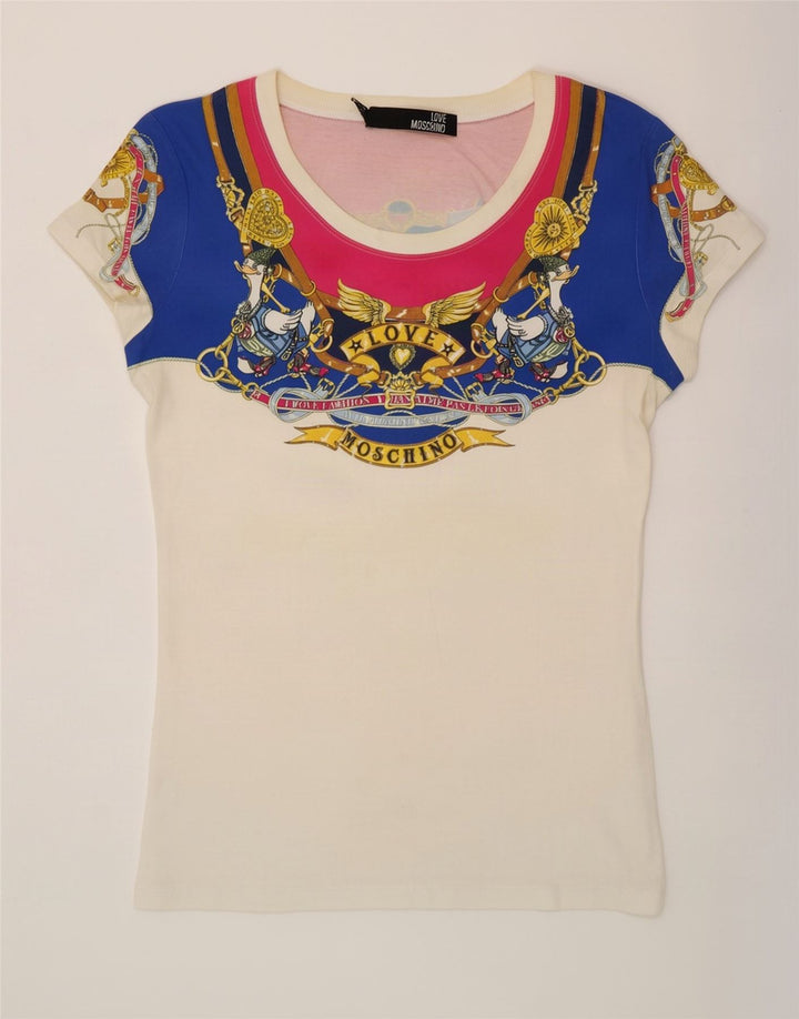 Damska koszulka z grafiką Moschino Top IT 44 Medium White