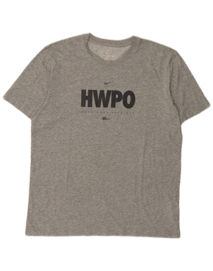 Męski T-shirt Nike Dri Fit z grafiką, średnioszary, bawełniany nakrapiany