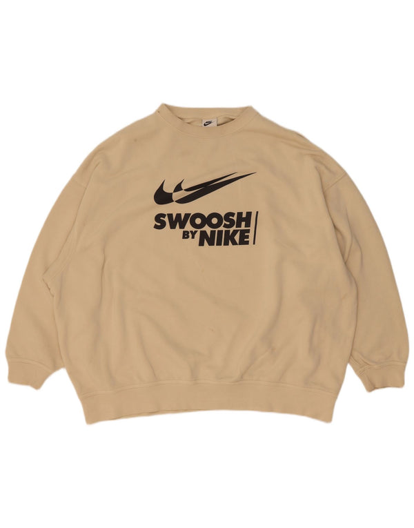 Męska bluza Nike Swoosh Graphic o luźnym kroju, mała, beżowa, bawełniana