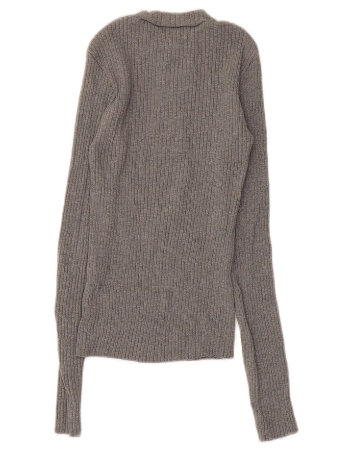 Sweter damski Zara z guzikami pod szyją, UK 8, mały, szary, bawełniany