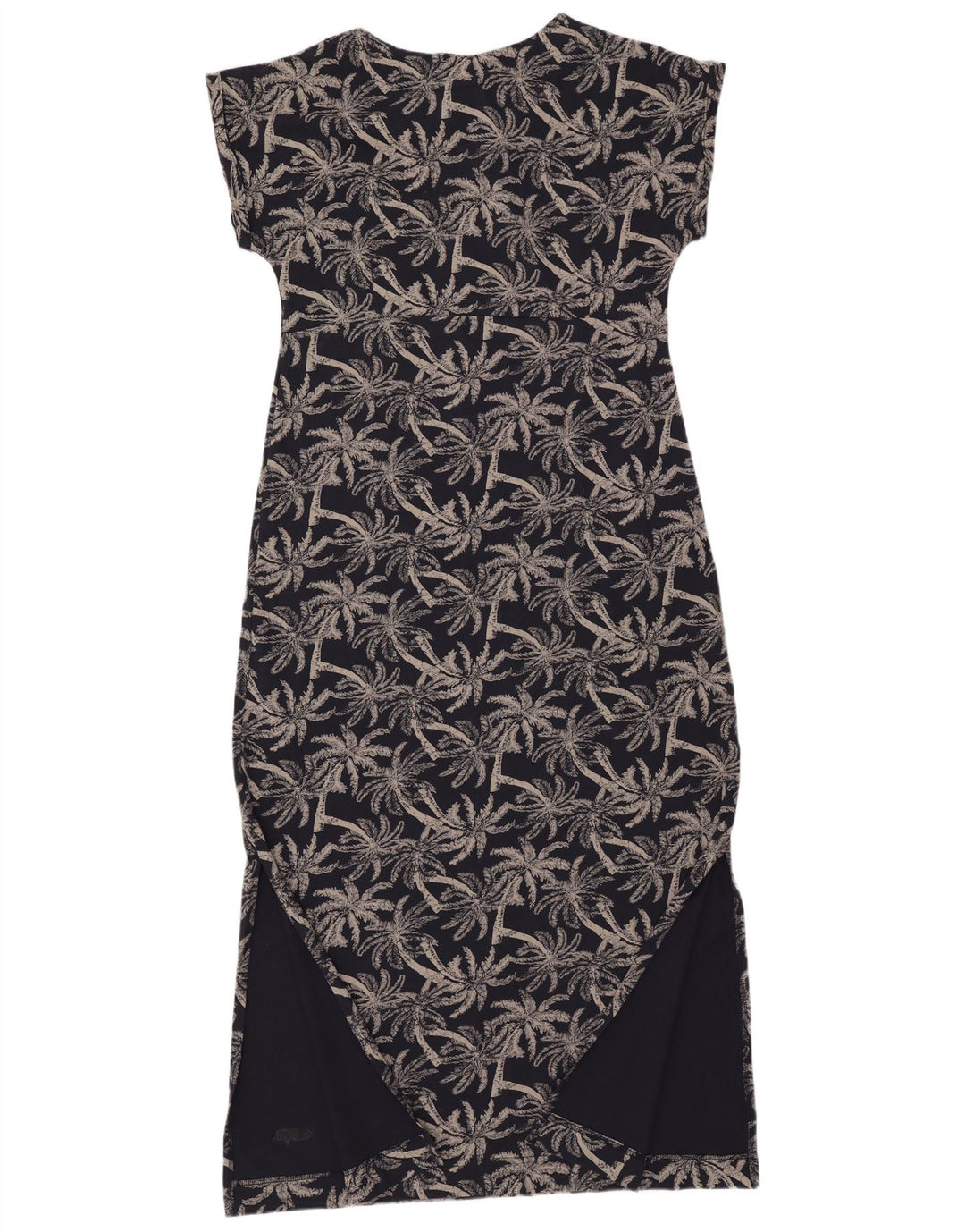 Damska sukienka maxi WEIRD FISH w abstrakcyjny wzór UK 14, duża, granatowa, bawełniana