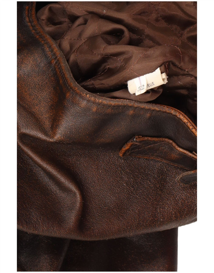 Męska kurtka skórzana ALAN GORDON IT 52 XL, brązowa skóra