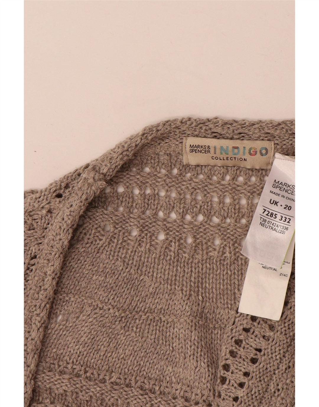 Marks & Spencer Damski sweter rozpinany UK 20 2XL Beżowy poliester