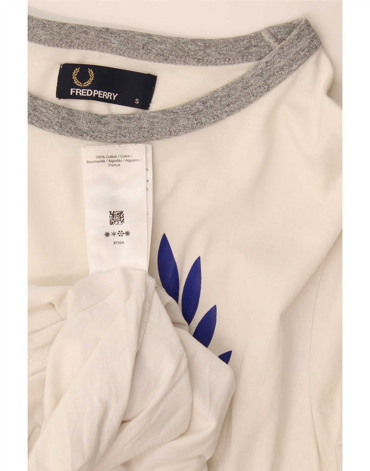 Męski T-shirt z grafiką Fred Perry, mały, biały, bawełniany