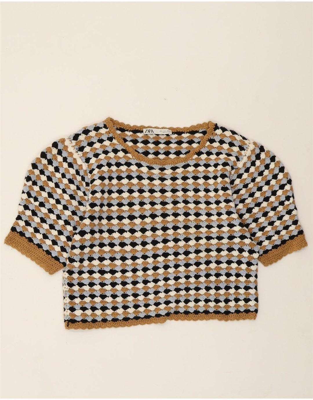 Damski sweter ZARA Crop Boat Neck Sweter UK 14, duży, wielokolorowy