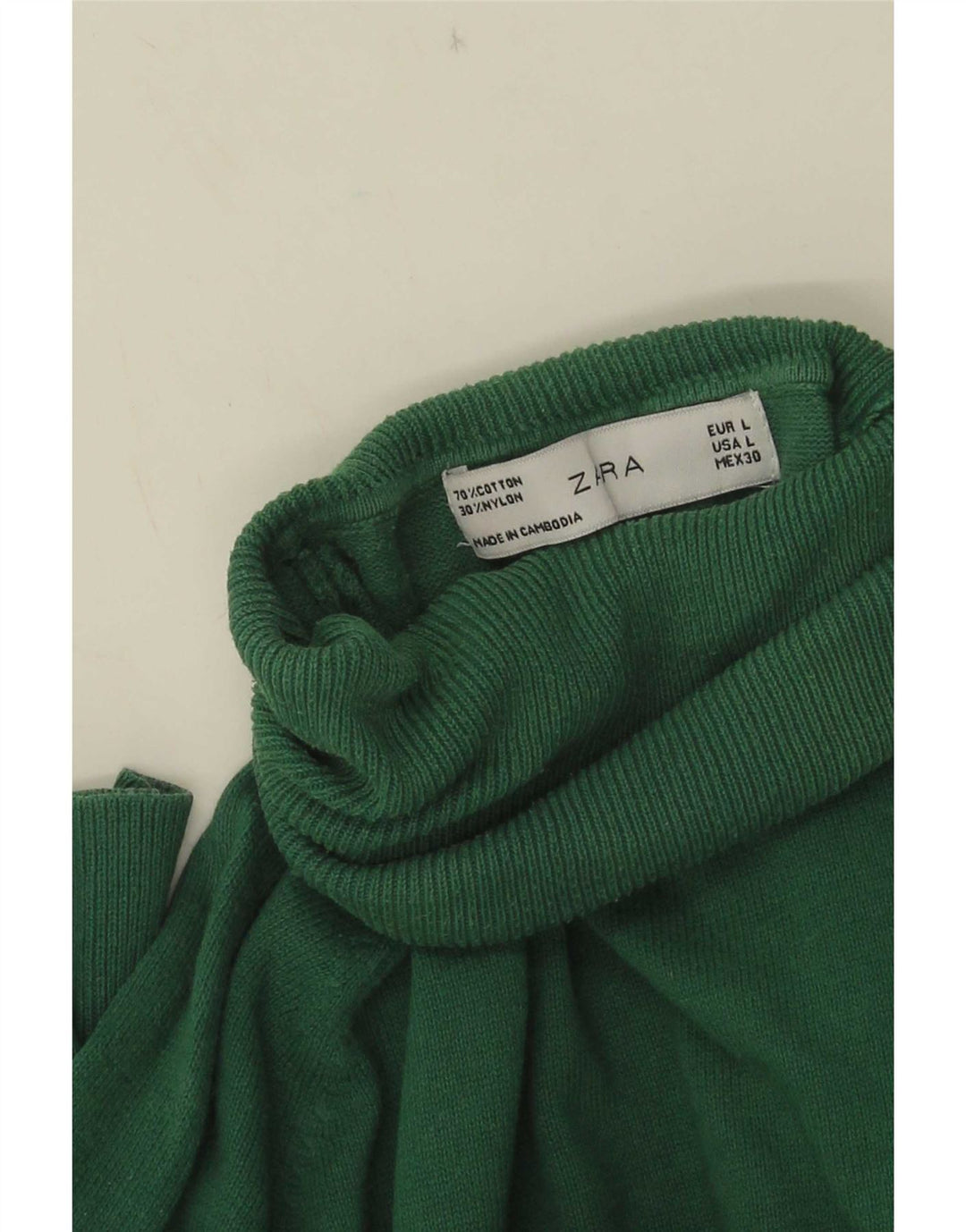 Sweter damski Zara z wywijanym dekoltem UK 14, duży zielony