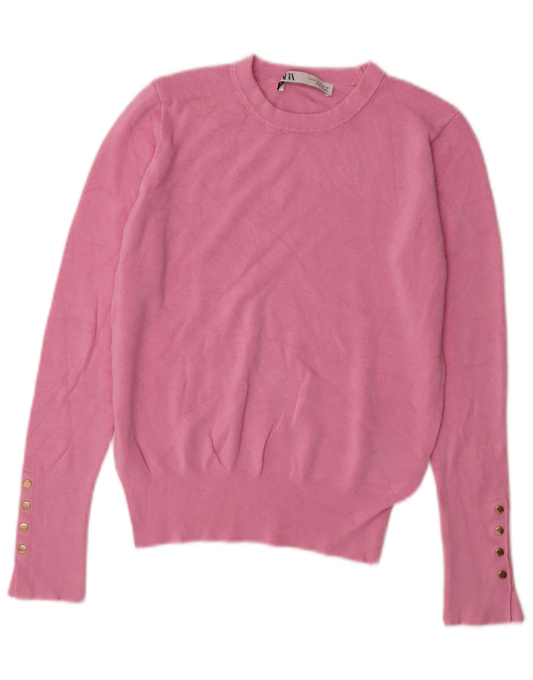 Damski sweter z okrągłym dekoltem Zara UK 12 Średni różowy wiskoza