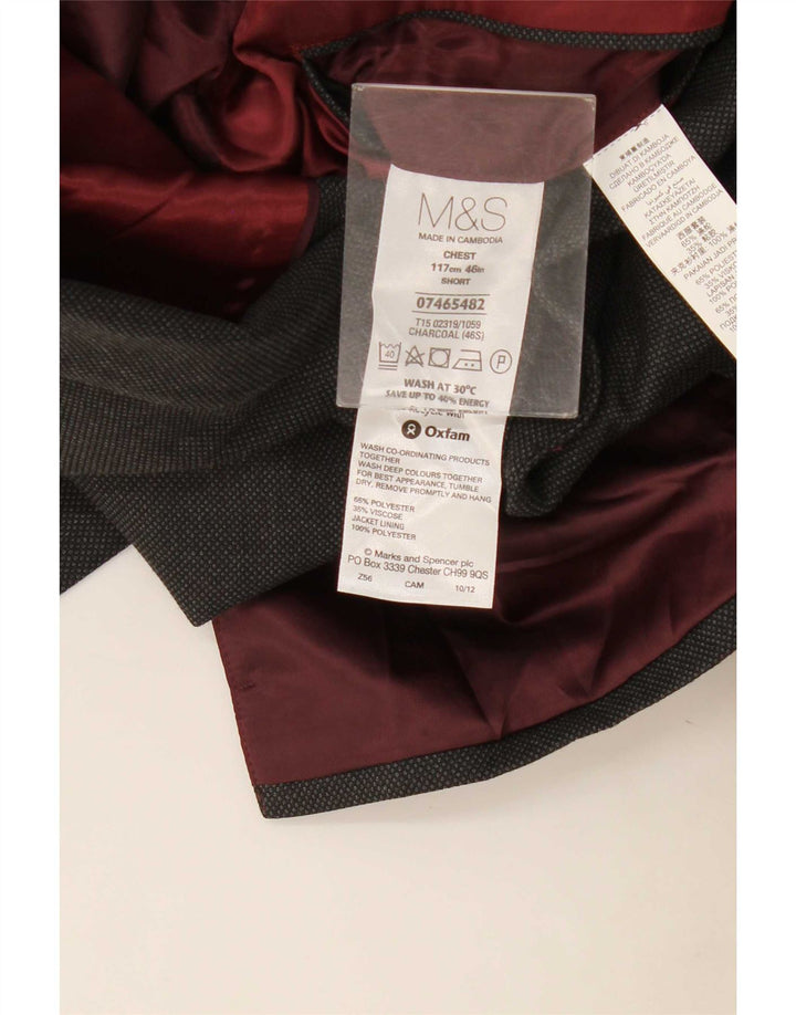 Marks & Spencer Męska marynarka zapinana na 2 guziki UK 46 XL Szara Poliester