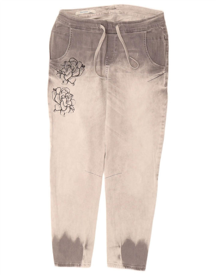 DESIGUAL Damskie jeansy Crop Slim, duże, W34 L26, szare, bawełniane, w kolorze krawata