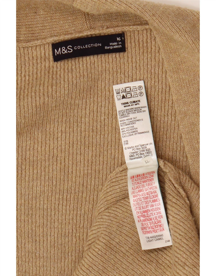 Sweter damski Marks & Spencer Longline Open Cardigan UK 16, duży, beżowy