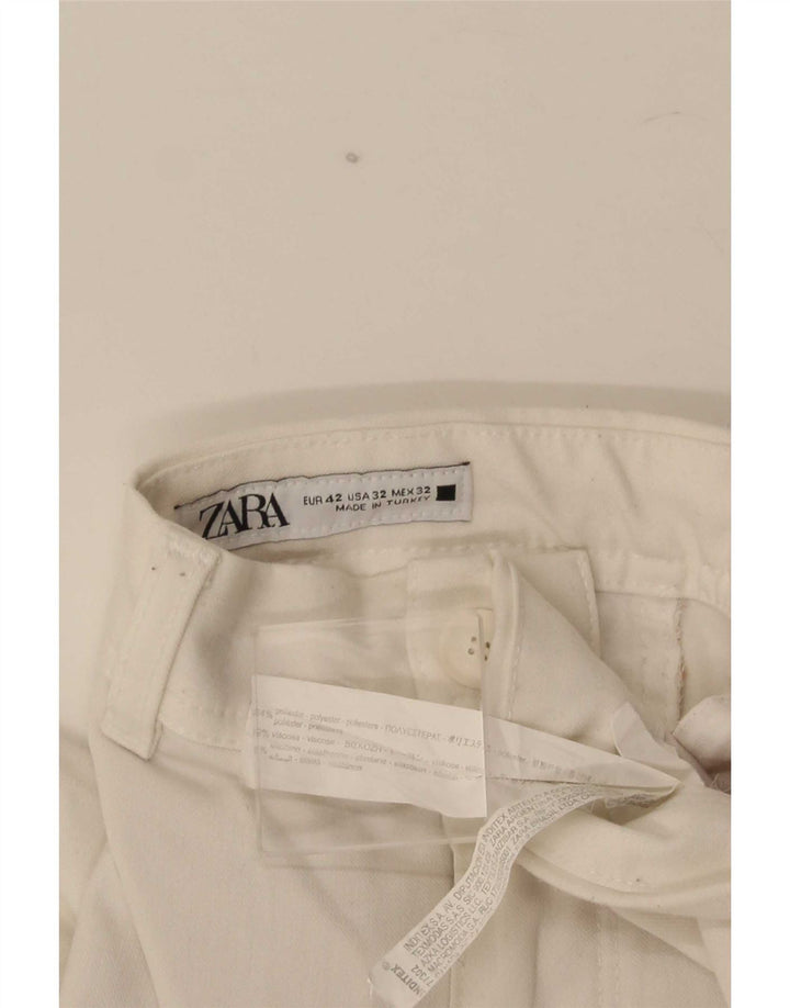 Męskie proste spodnie chino Zara EU 42 Large W32 L28 Biały poliester