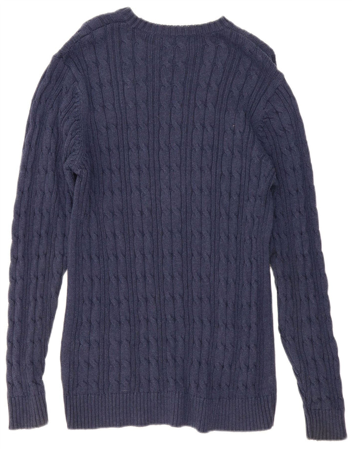 Męski sweter z okrągłym dekoltem Marks & Spencer o regularnym kroju, średni granatowy