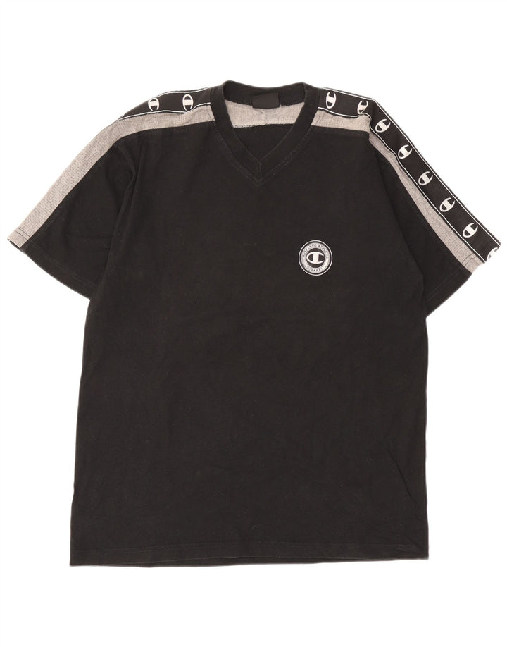 Męski T-shirt Champion z grafiką, duży, czarny, z blokami kolorów