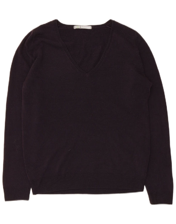 Marks & Spencer Damski sweter z dekoltem w kształcie litery V, UK 10, mały, granatowy, akrylowy