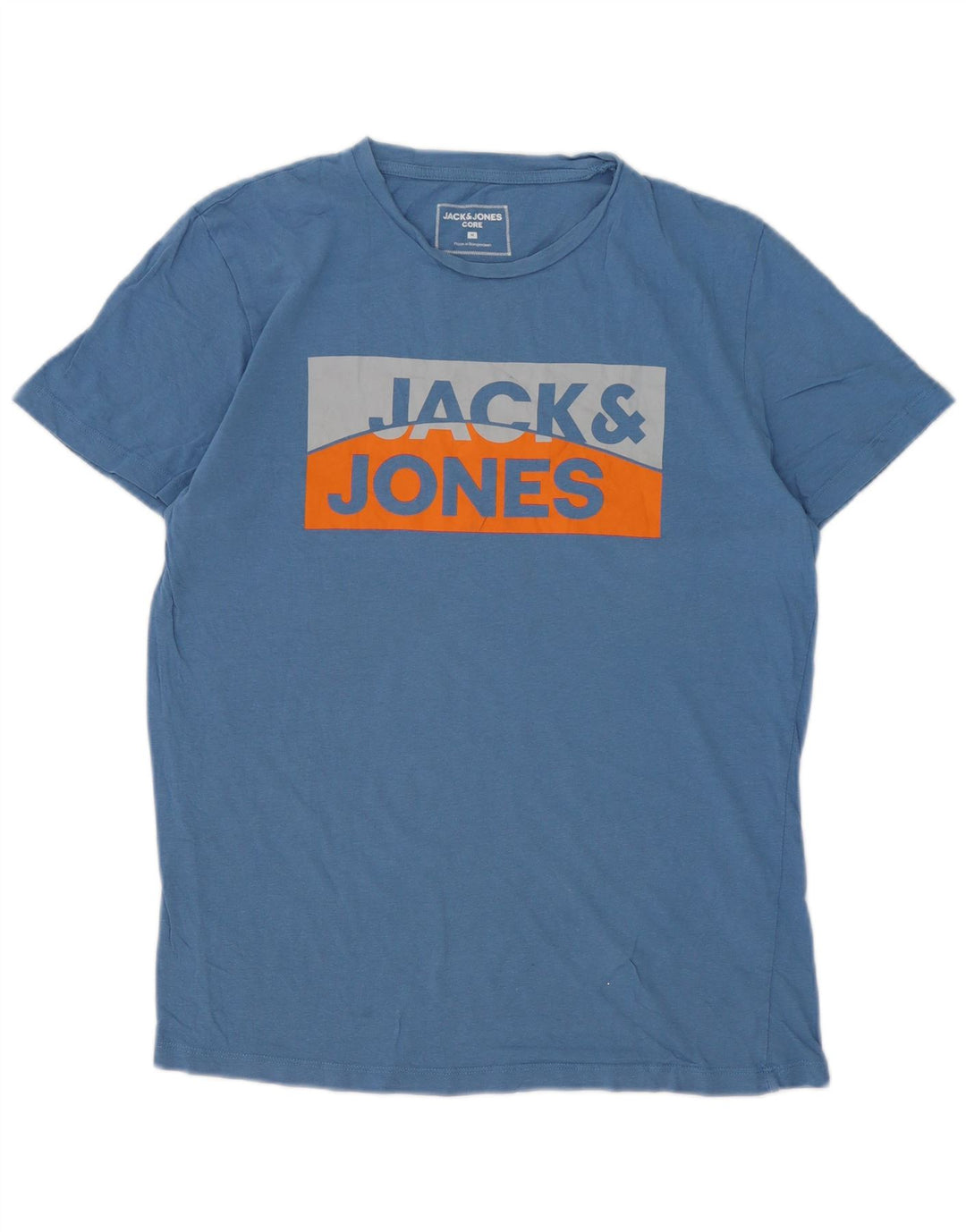 Męski T-shirt z grafiką Jack & Jones, bawełniany, średni niebieski