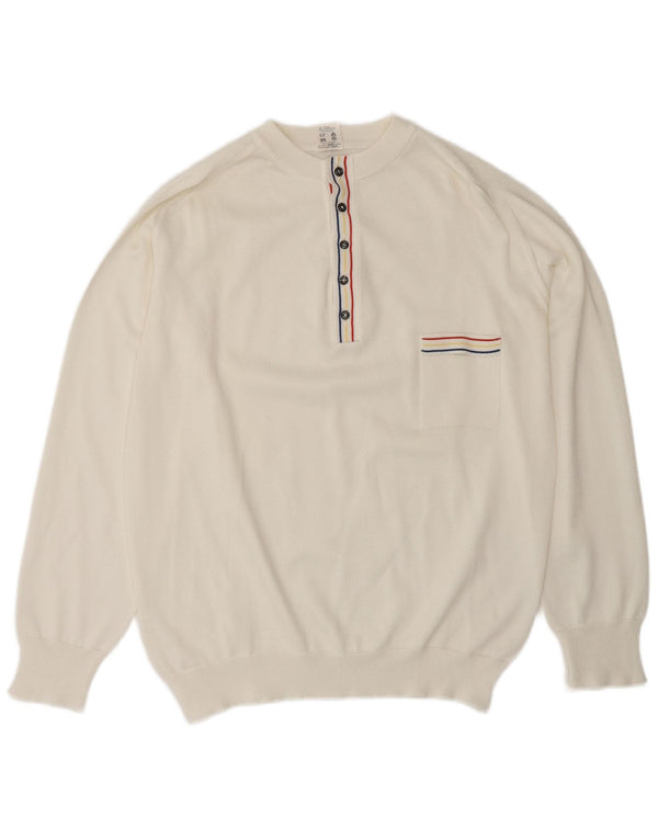 Męski sweter zapinany na guziki w stylu VINTAGE, średnio biały