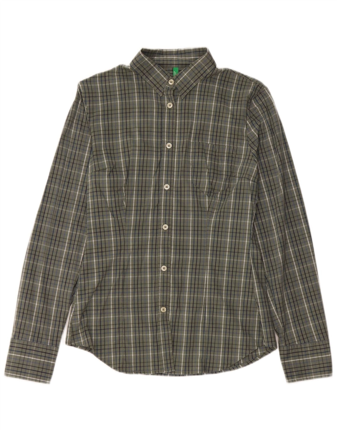 Koszula damska Benetton UK 12, średnia khaki, bawełniana kratka