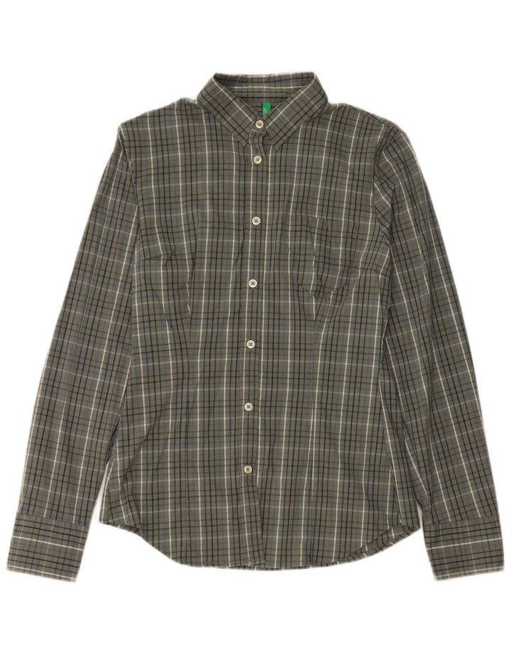 Koszula damska Benetton UK 12, średnia khaki, bawełniana kratka