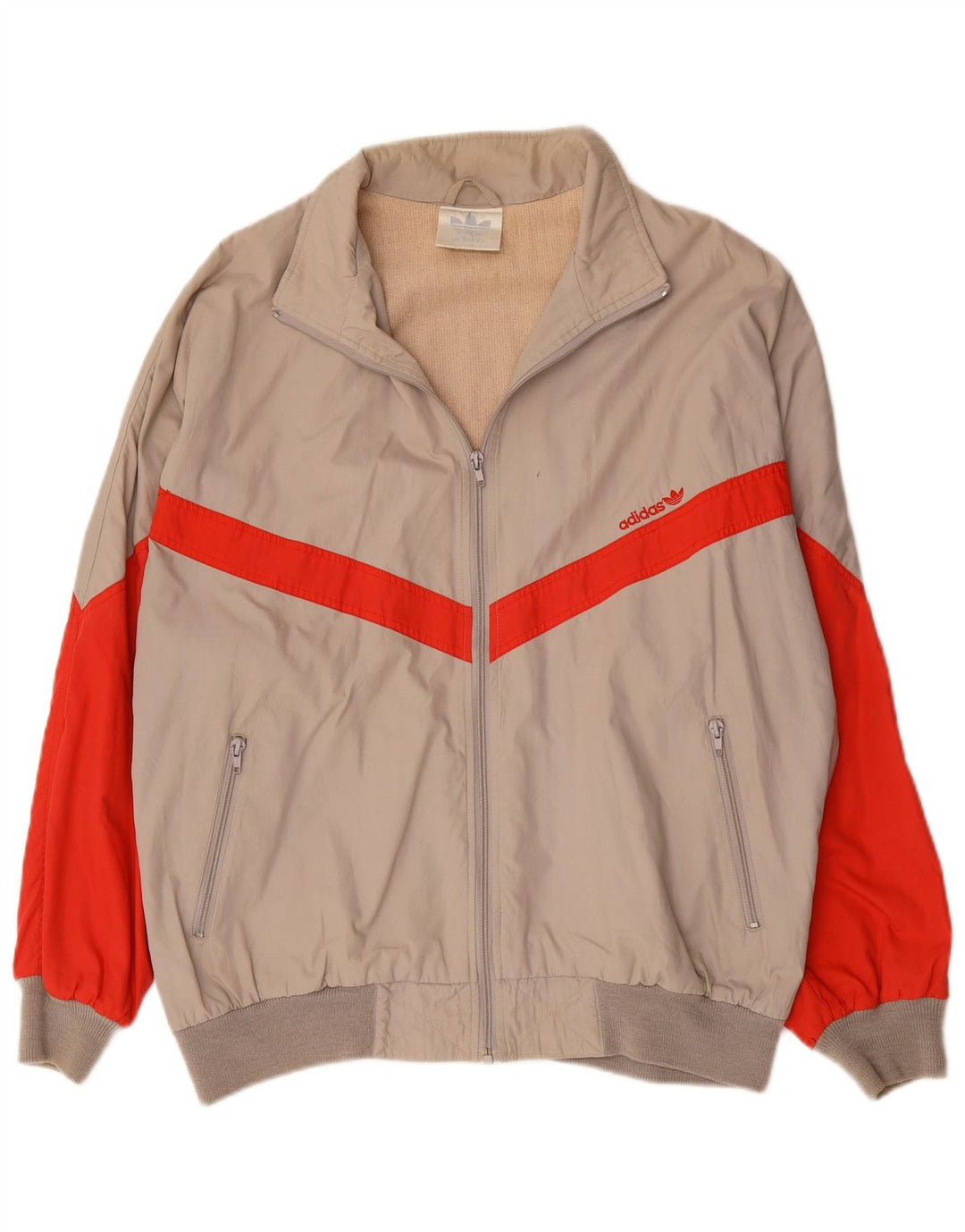 Adidas Męska bluza dresowa IT 54 XL Beżowy poliester z blokami kolorów