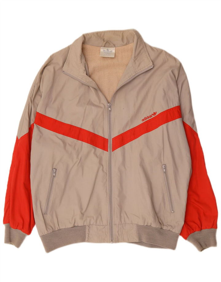 Adidas Męska bluza dresowa IT 54 XL Beżowy poliester z blokami kolorów