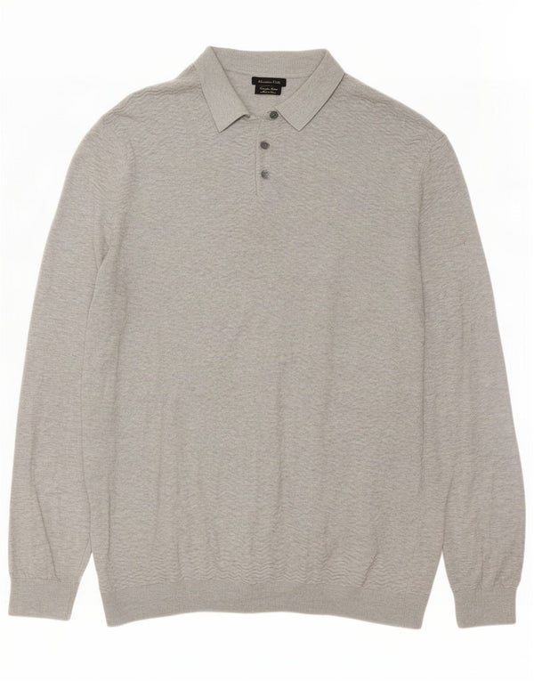 Męski sweter polo Massimo Dutti XL, szary, bawełniany
