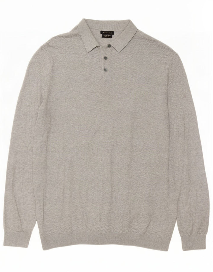 Męski sweter polo Massimo Dutti XL, szary, bawełniany