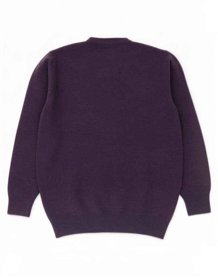 Marks & Spencer Męski sweter z okrągłym dekoltem, średniofioletowy, z owczej wełny