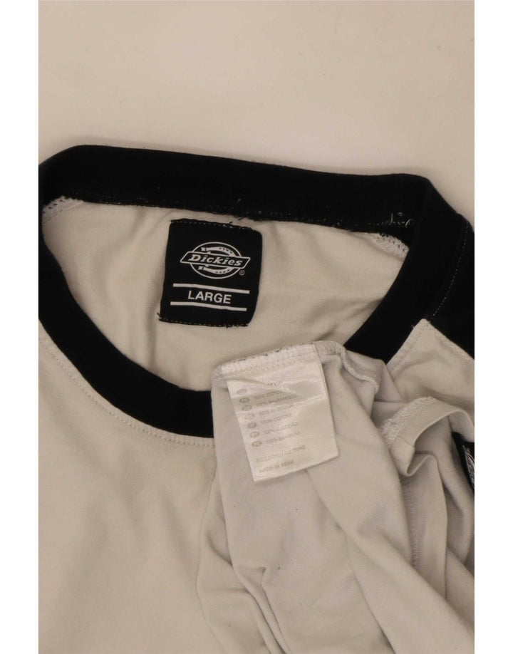 Męski top Dickies z długim rękawem, duży, biały, bawełniany z blokami kolorów