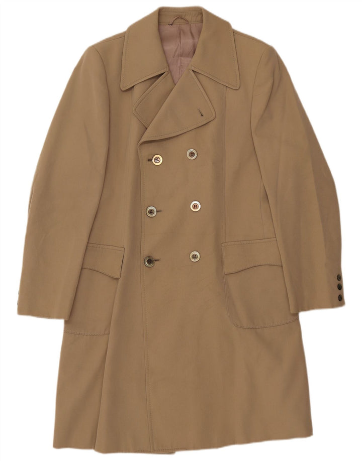 Vintage męski płaszcz dwurzędowy UK 36 Small Beige