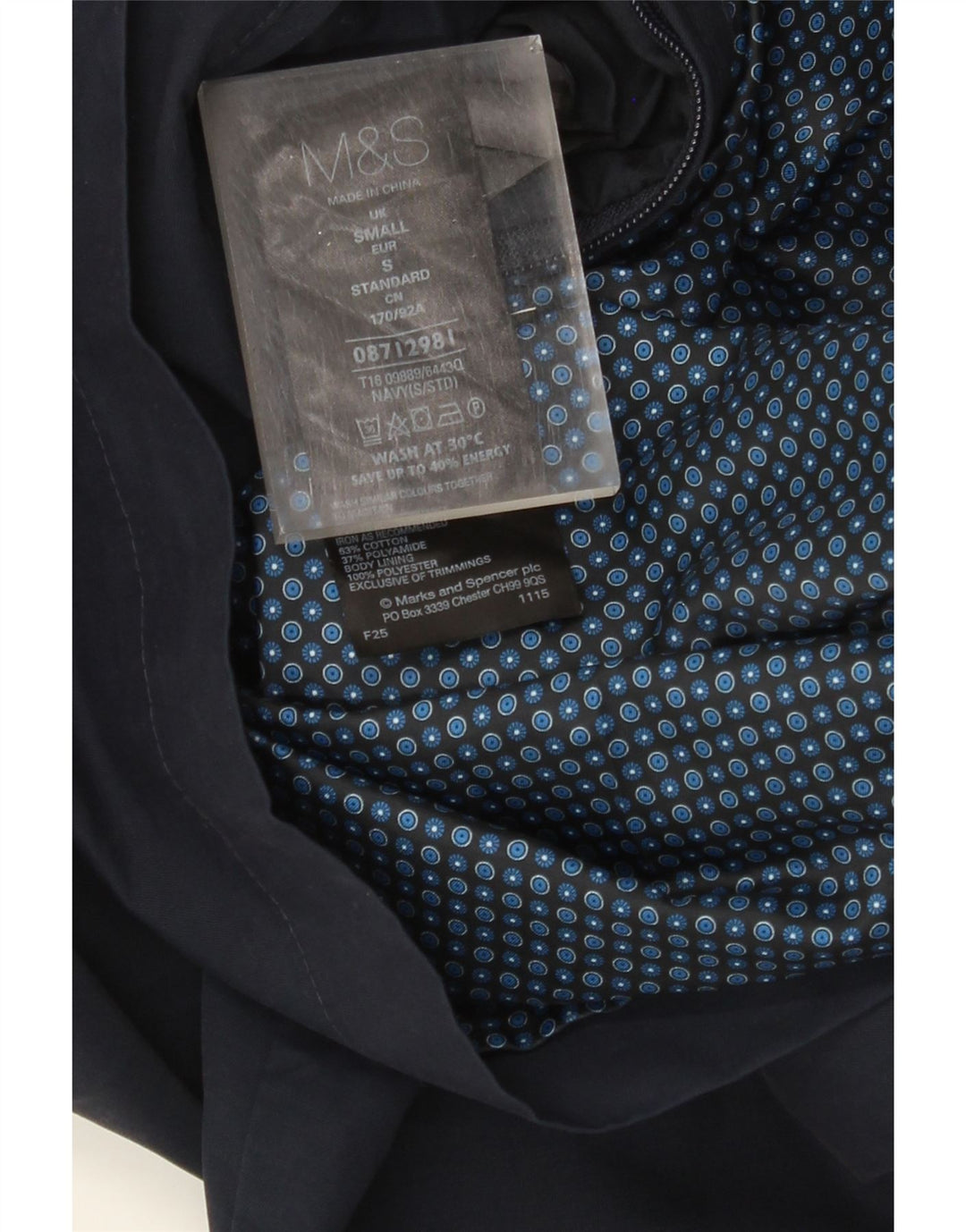 MARKS & SPENCER Męska kurtka bomberka UK 36, mała, granatowa, bawełniana