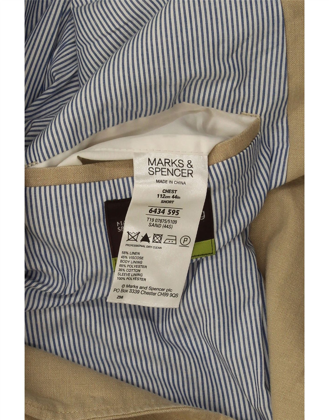 Marks & Spencer Męska marynarka zapinana na 2 guziki UK 40, duża, beżowa, lniana