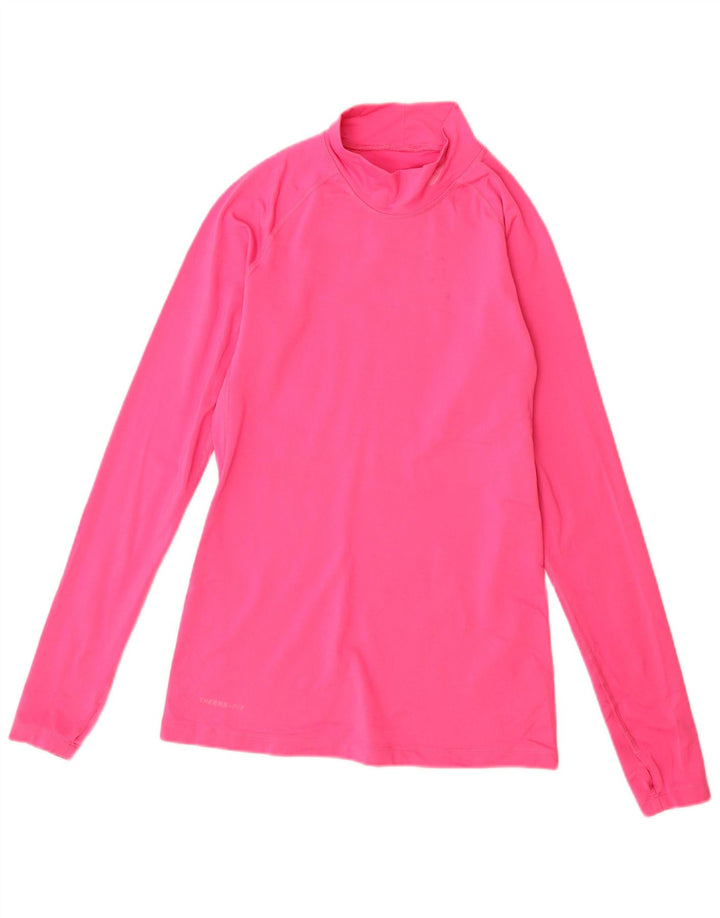 Damska koszulka Nike Dri Fit z długim rękawem, UK 12, średni różowy poliester