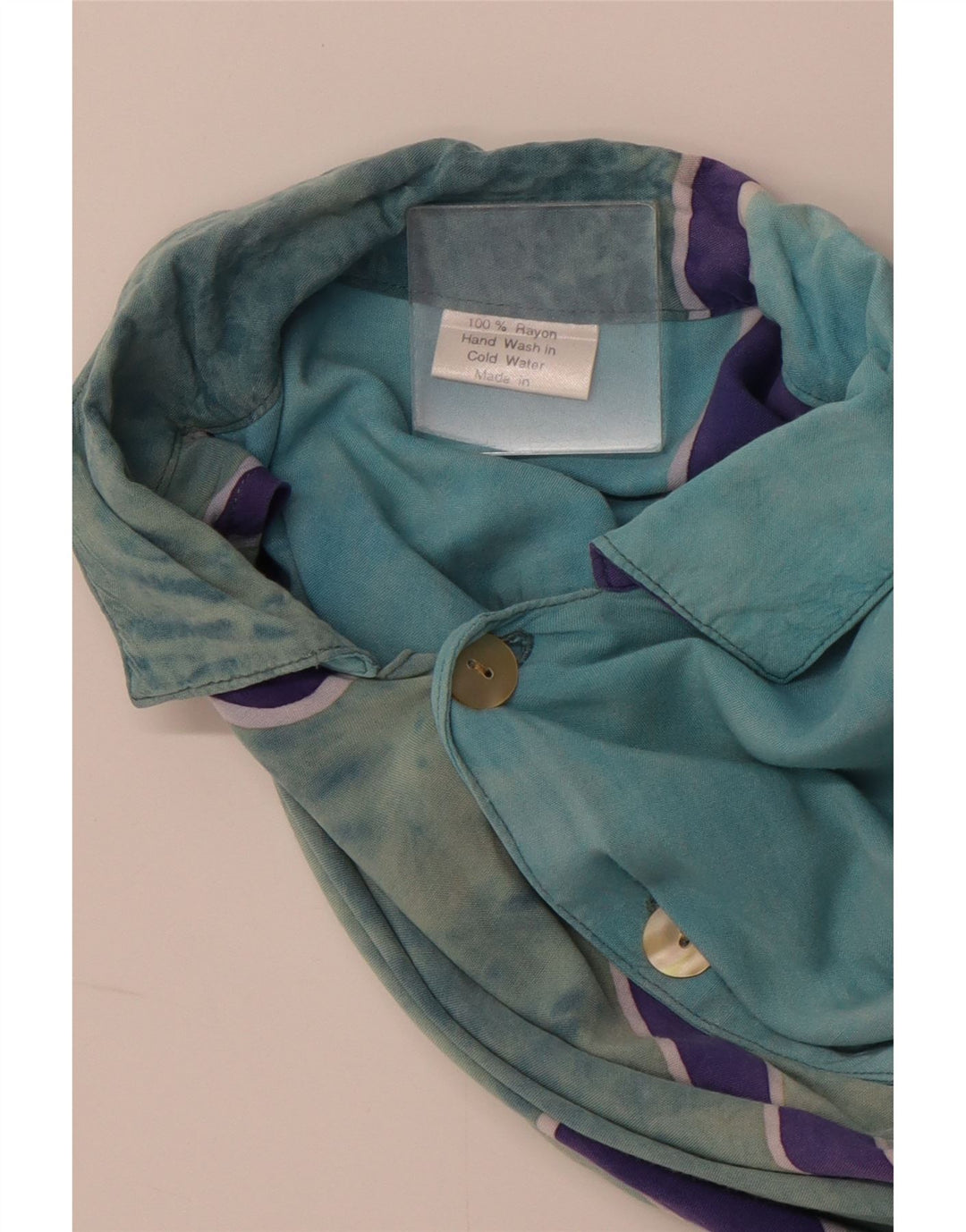 Męska koszula VINTAGE w abstrakcyjny wzór XL, niebieski sztuczny jedwab