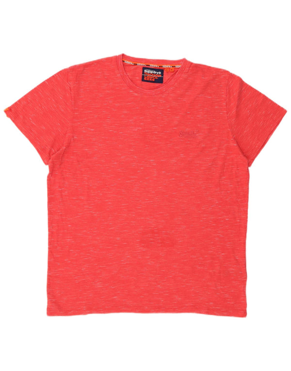SUPERDRY Męski T-shirt Top XL z czerwonej bawełny w plamki