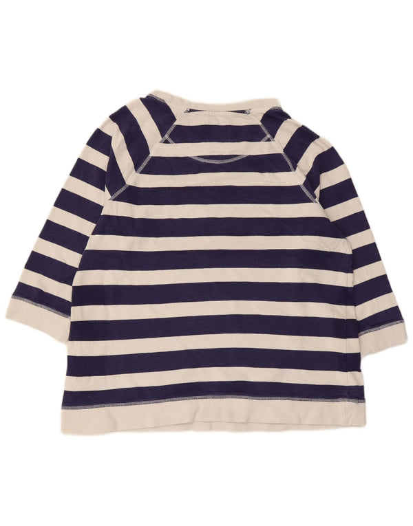 Crew Clothing Damski top graficzny z rękawem 3/4, UK 16, duży, granatowy w paski