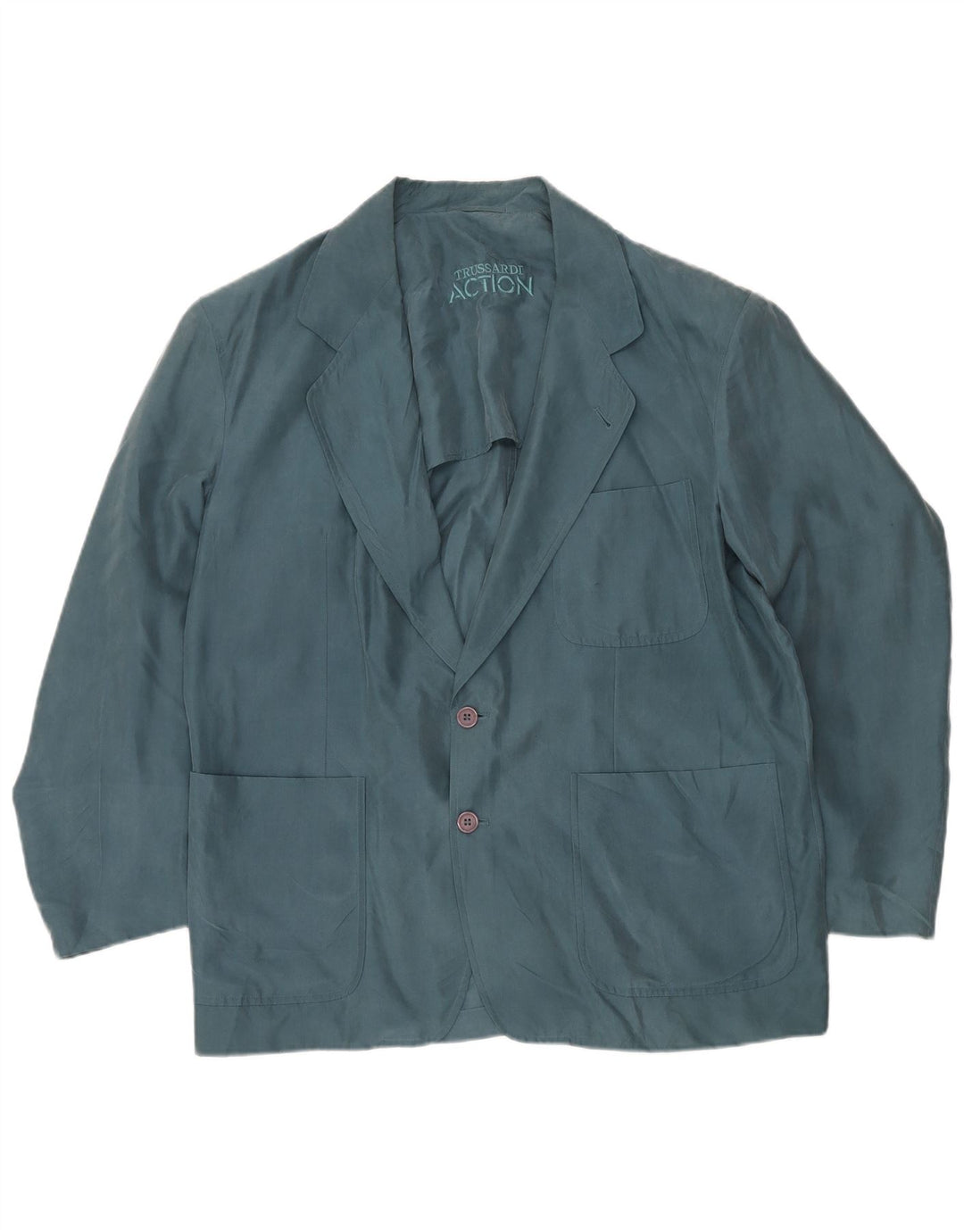 Męska marynarka zapinana na 2 guziki TRUSSARDI IT 54 2XL Niebieski jedwab