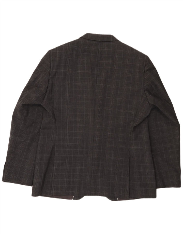 Męska marynarka zapinana na 2 guziki Hugo Boss EU 56 3XL Szara wełniana kratka