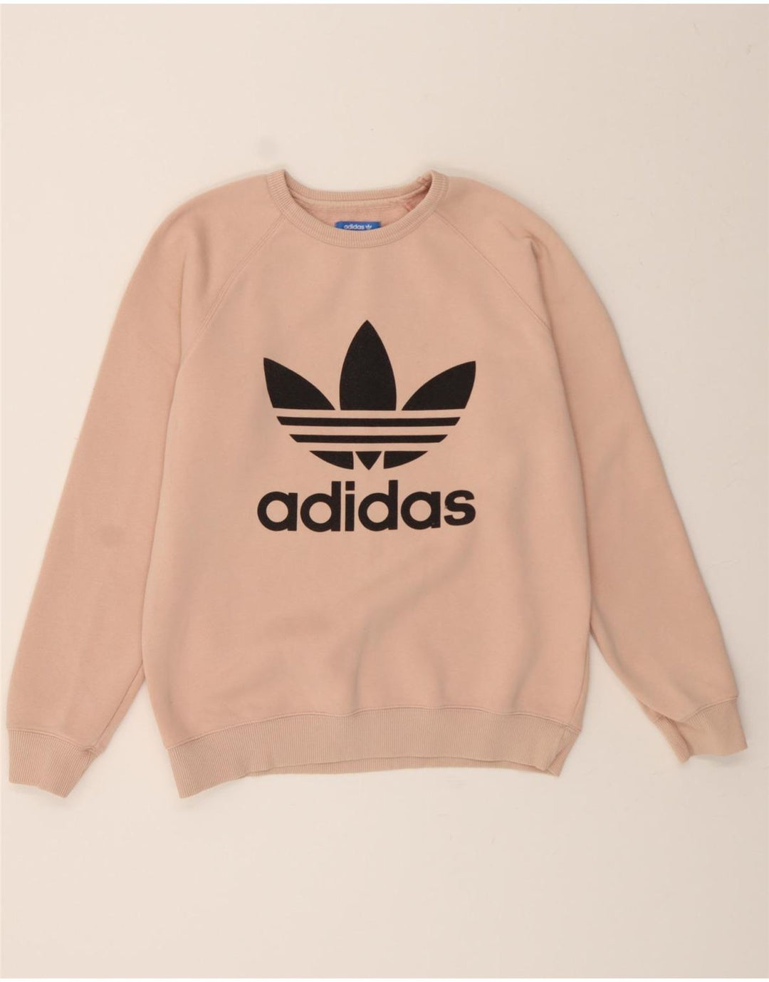 ADIDAS Womens Graphic Sweatshirt Jumper UK 14 Medium Pink Cotton Vintage Adidas and Second-Hand Adidas from Messina Hembry 