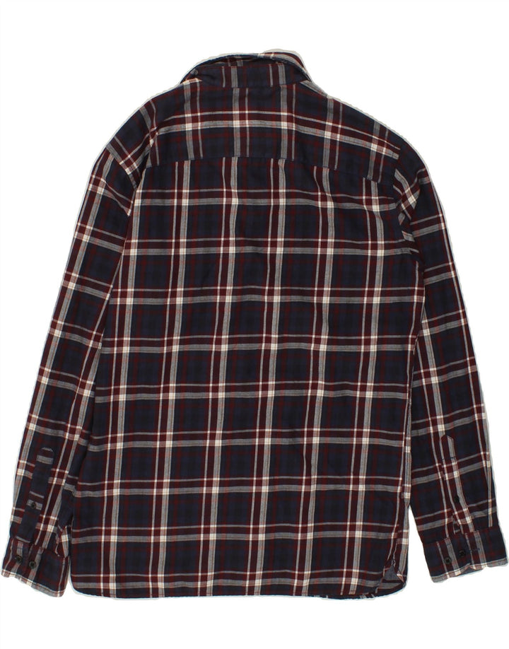 JACK & JONES Mens Slim Flannel Shirt Large Navy Blue Check Cotton Vintage Jack & Jones and Second-Hand Jack & Jones from Messina Hembry 