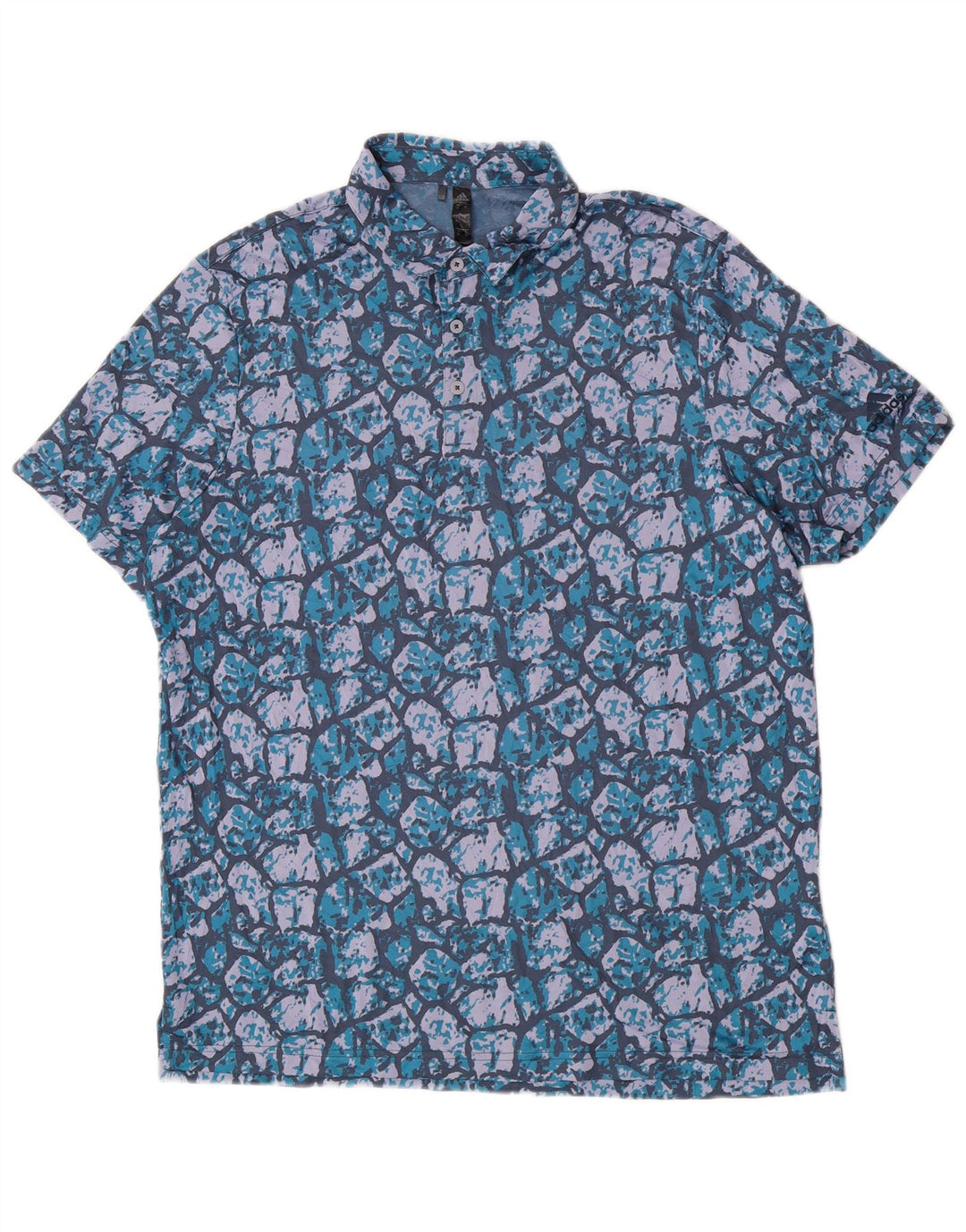 Męska koszulka polo Adidas z abstrakcyjnym wzorem XL, niebieska, poliestrowa