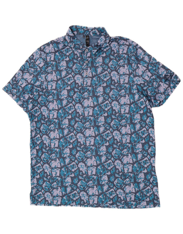 Męska koszulka polo Adidas z abstrakcyjnym wzorem XL, niebieska, poliestrowa