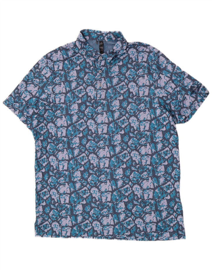 Męska koszulka polo Adidas z abstrakcyjnym wzorem XL, niebieska, poliestrowa