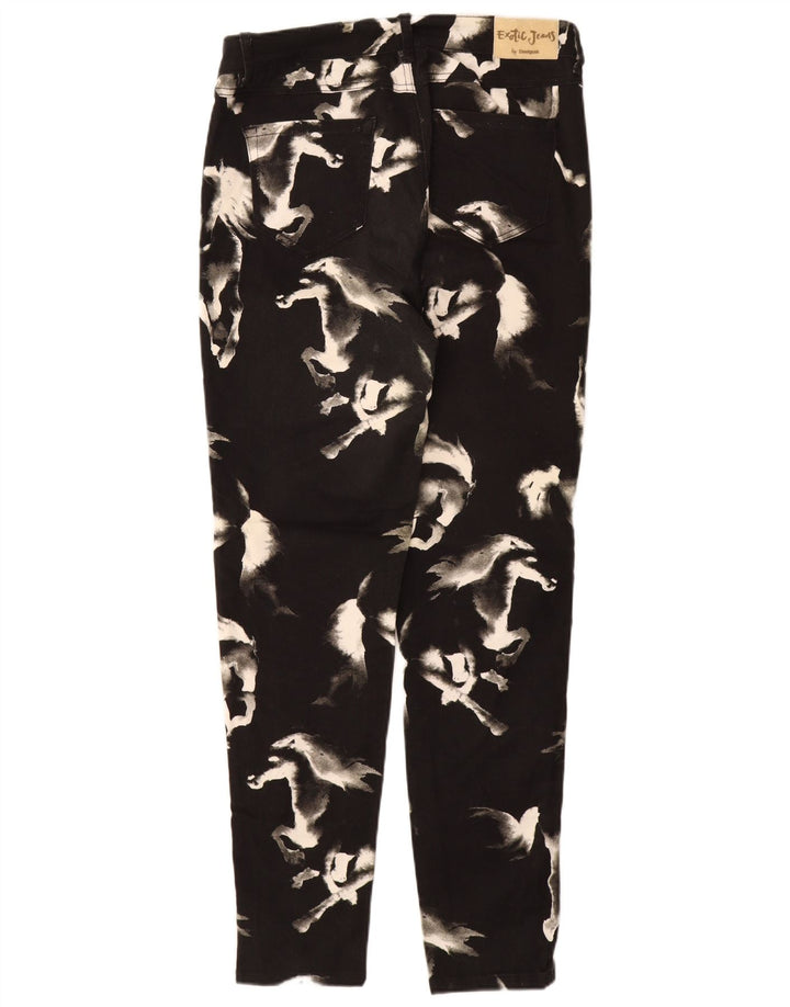 DESIGUAL Damskie spodnie typu skinny na co dzień EU 44 XL W34 L31 Czarny nadruk zwierzęcy