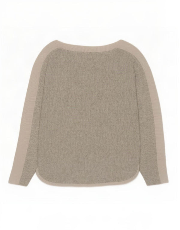 Damski sweter Oasis z dekoltem w łódkę UK 16, duży, szary, wiskoza z blokami kolorów