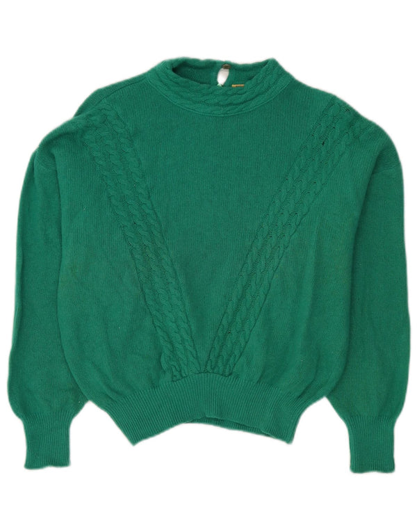 Vintage damski sweter z golfem IT 46, duży, zielony Angora