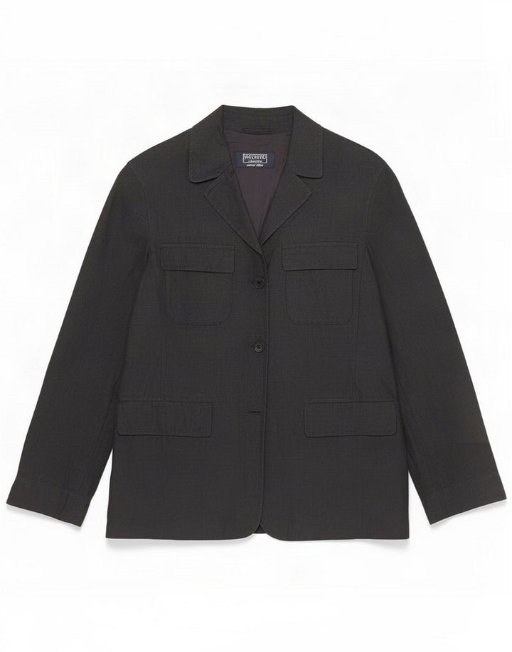 Max Mara Weekendowa marynarka zapinana na 3 guziki UK 8 Mała czarna lniana